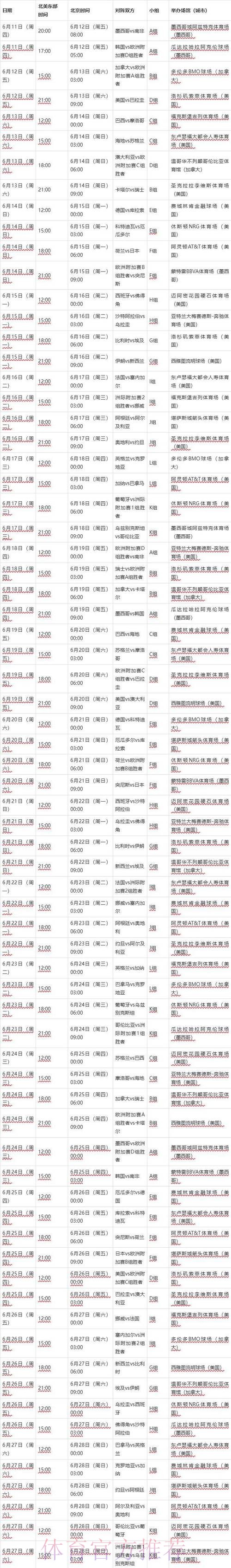 世界杯比赛时间网站